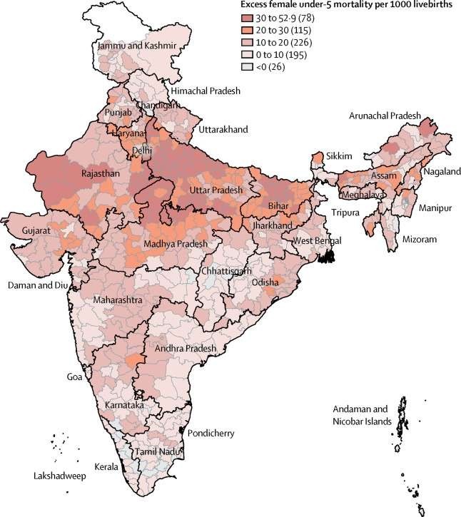 excess female under-5 mortality per 1000 livebirths